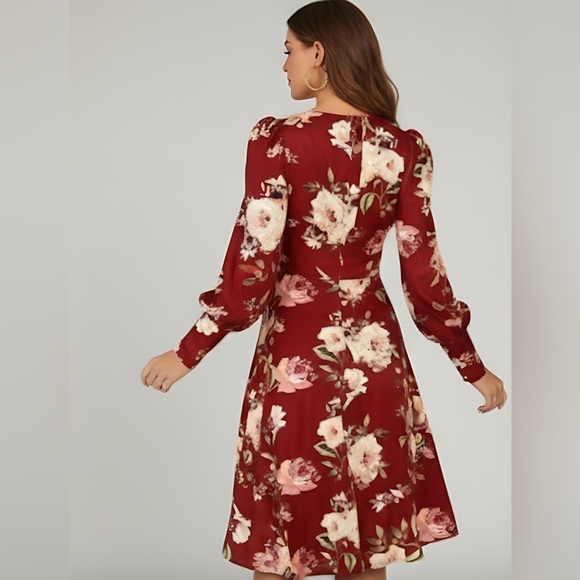 Boho Rose Floral Print Wrap Dress - Picture 4 of 10